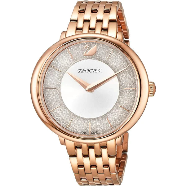 Swarovski Crystalline Chic Rose Gold Stainless Steel Silver Dial Quart ...