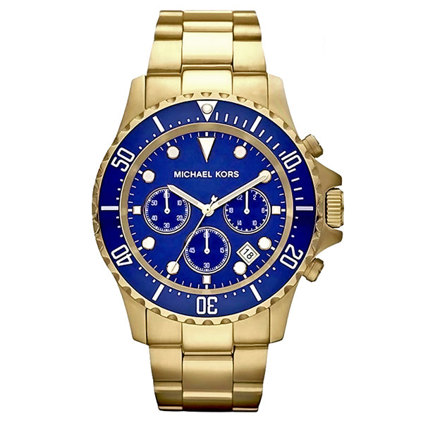 Michael Kors Everest Gold Stainless Steel Blue Dial Chronograph Quartz Watch for Gents - MK-8267