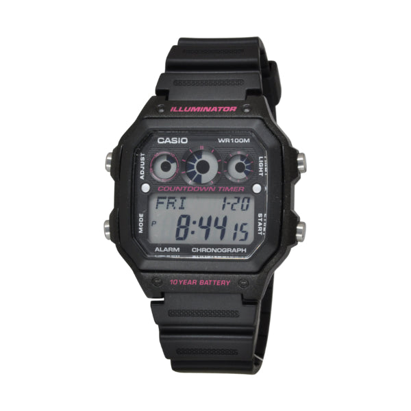 Casio Black Silicone Strap Black Dial Quartz Watch for Gents - AE-1300WH-1A2VDF