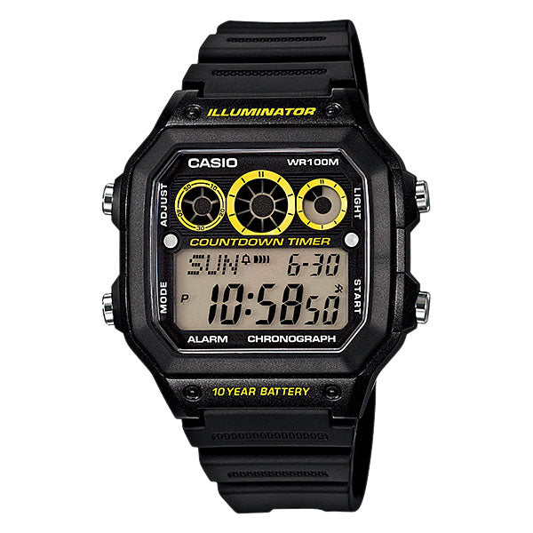 Casio Illuminator Black Silicone Strap Black Dial Quartz Watch for Gents - AE-1300WH-1AVDF