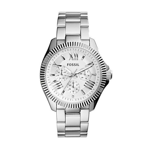 Fossil Cecile Silver Stainless Steel Silver Dial Quartz Watch for Ladies - AM4568