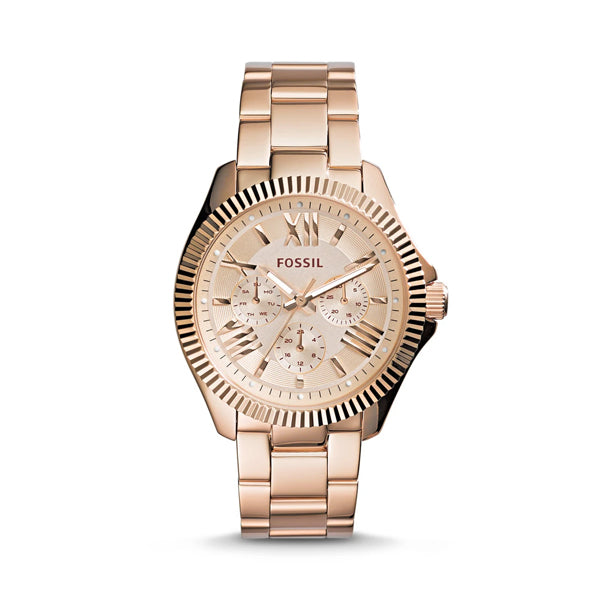 Fossil Cecile Gold Stainless Steel Gold Dial Quartz Watch for Ladies - AM4569