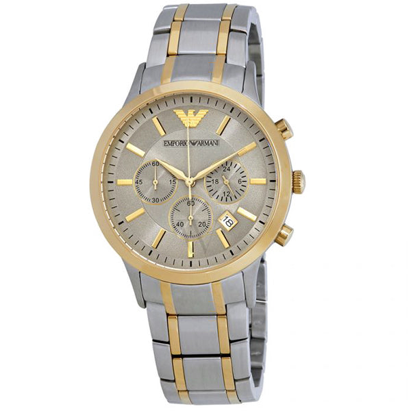 EMPORIO ARMANI Dress Two-Tone Stainless Steel Silver Dial Quartz Watch for Gents - AR11076