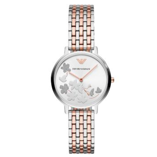 EMPORIO ARMANI White Dial Two-tone Stainless Steel Watch For Ladies - AR11113