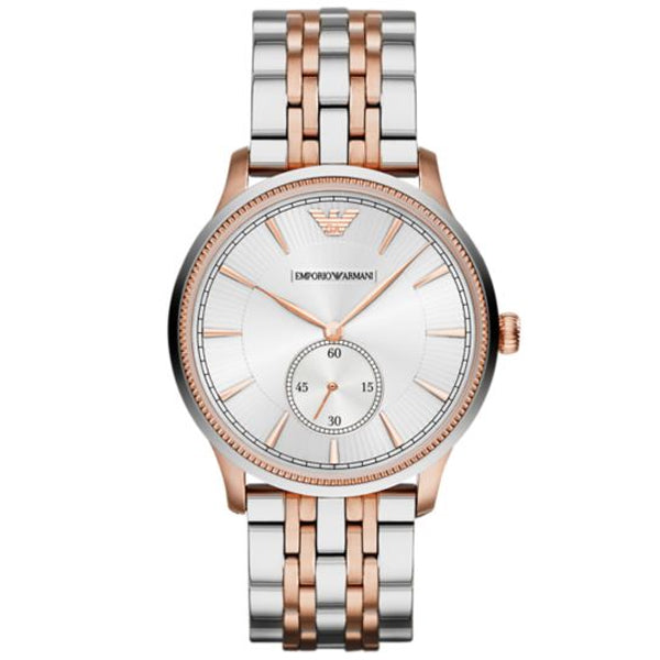 EMPORIO ARMANI Classic Two-Tone Stainless Steel White Dial Quartz Watch for Gents - AR1839