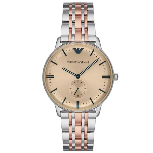 EMPORIO ARMANI Classic Two-Tone Stainless Steel Light Brown Dial Quartz Watch for Ladies - AR2070