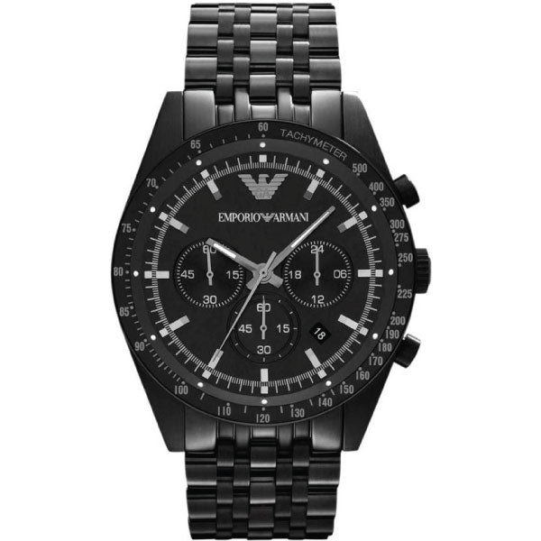 EMPORIO ARMANI Sportivo Black Stainless Steel Black Dial Chronograph Quartz Watch for Gents - AR5989