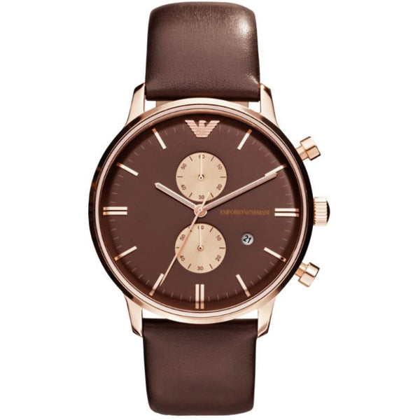 EMPORIO ARMANI Gianni Brown Leather Brown Dial Quartz Watch for Gents- EMPORIO ARMANI AR-0387