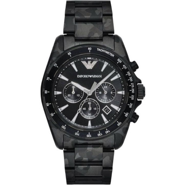 Emporio Armani Sport Black Dial Black Stainless Steel Chronograph Watch For Gents - AR11027