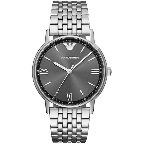 EMPORIO ARMANI Kappa Silver Stainless Steel Grey Dial Quartz Watch for Gents - AR11068