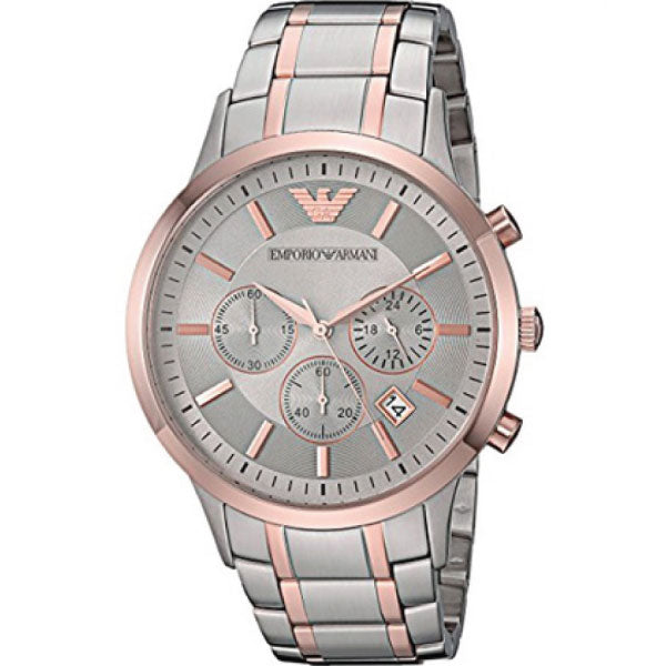 EMPORIO ARMANI Dress Two-Tone Stainless Steel Grey Dial Quartz Watch for Gents - AR11077