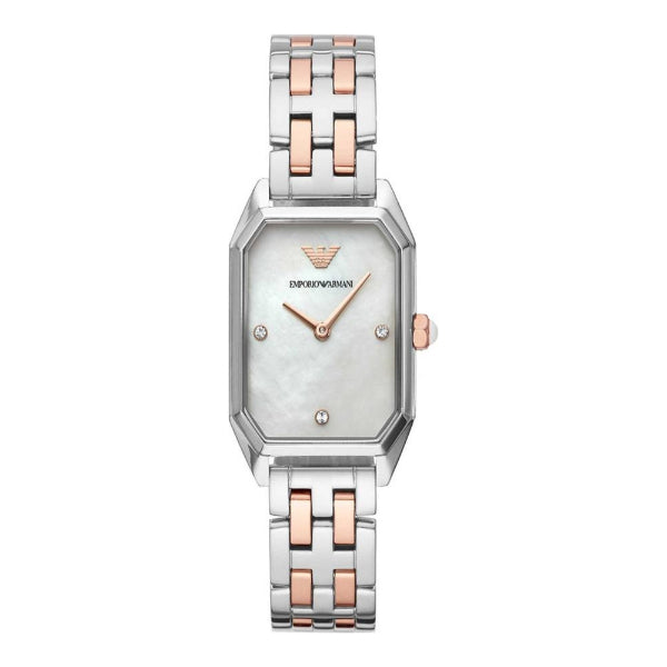 EMPORIO ARMANI Gioia Two-Tone Stainless Steel White Dial Quartz Watch for Ladies - AR11146