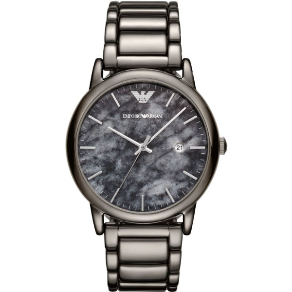 EMPORIO ARMANI Luigi Grey Stainless Steel Grey Marble Dial Quartz Watch for Gents- EMPORIO ARMANI AR 11155