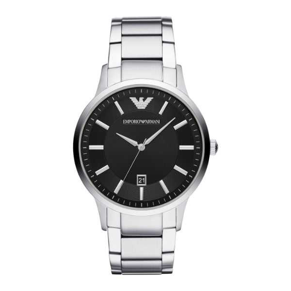 EMPORIO ARMANI Renato Silver Stainless Steel Black Dial Quartz Watch for Gents - AR11181