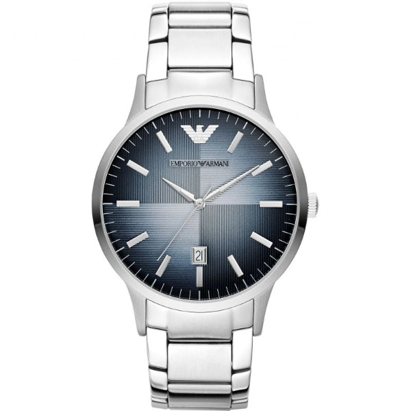 EMPORIO ARMANI Renato Silver Stainless Steel Blue Dial Quartz Watch for Gents - AR11182