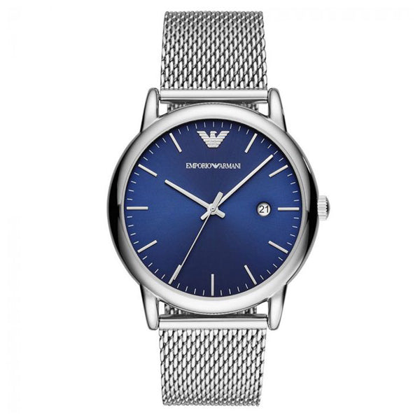 EMPORIO ARMANI Luigi Silver Mesh Bracelet Blue Dial Quartz Watch for Ladies - AR11230