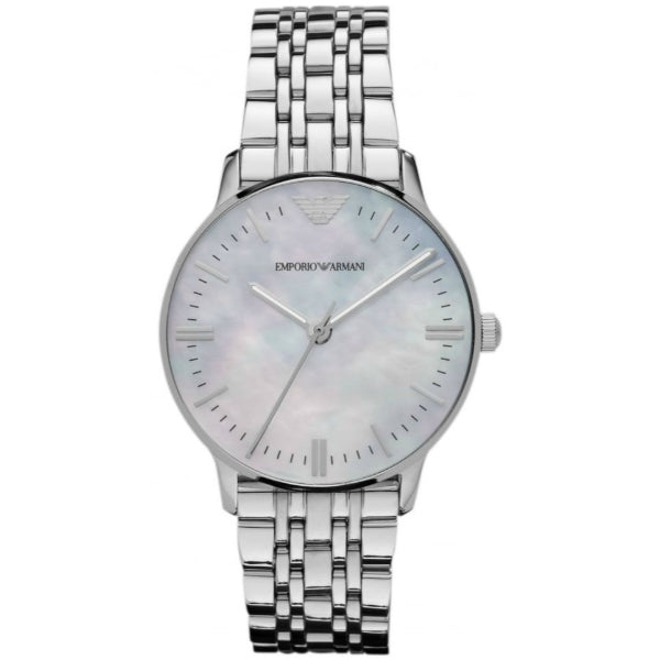 Emporio Armani Classic Silver Stainless Steel Mother Of Pearl Dial Quartz Watch for Ladies - AR1602