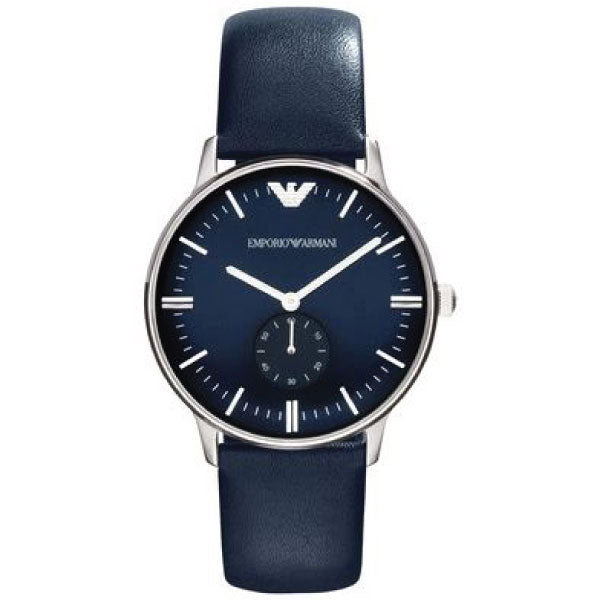 EMPORIO ARMANI Blue Dial Blue Leather Strap Watch For Gents - AR1647