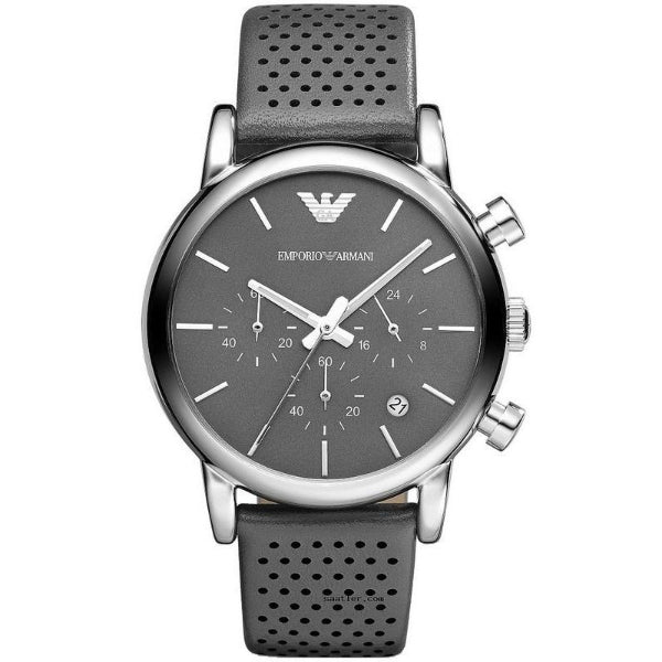 EMPORIO ARMANI Luigi Grey Leather Grey Dial Quartz Watch for Gents- EMPORIO ARMANI AR-1735