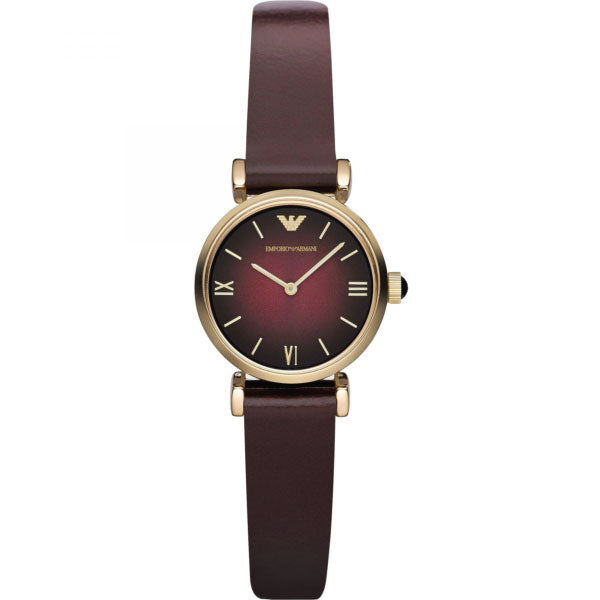 EMPORIO ARMANI Purple Dial Purple Leather Strap Watch For Ladies - AR1758