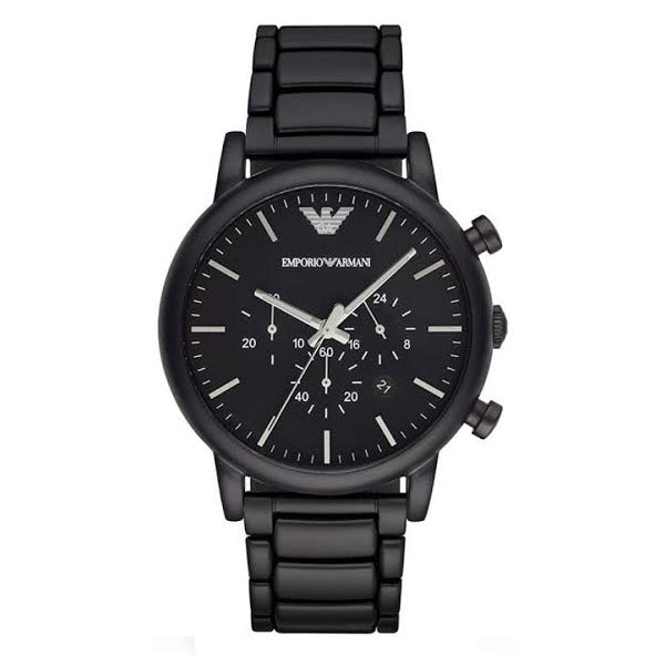 EMPORIO ARMANI Classic Black Dial Black Stainless Steel Chronograph Watch For Gents - AR1895