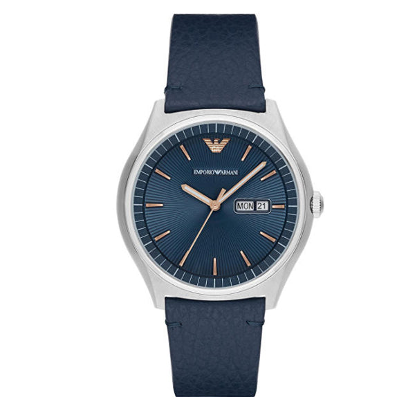 EMPORIO ARMANI Zeta Blue Leather Strap Blue Dial Quartz Watch for Gents - AR1978