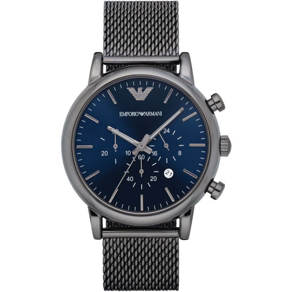 EMPORIO ARMANI Blue Dial Black Mesh Bracelet Chronograph Watch For Gents - AR1979