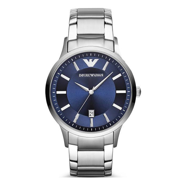 EMPORIO ARMANI Blue Dial Silver Stainless Steel Watch For Gents - AR2477