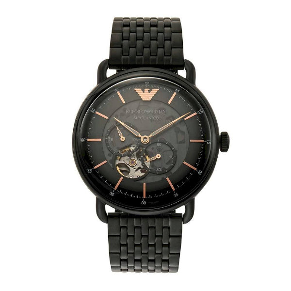 Emporio Armani Meccanico Black Stainless Steel Black Dial Automatic Watch for Gents - AR60025