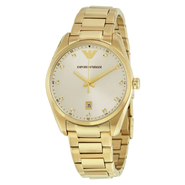 EMPORIO ARMANI Classic Gold Stainless Steel Silver Dial Quartz Watch for Ladies - AR6064