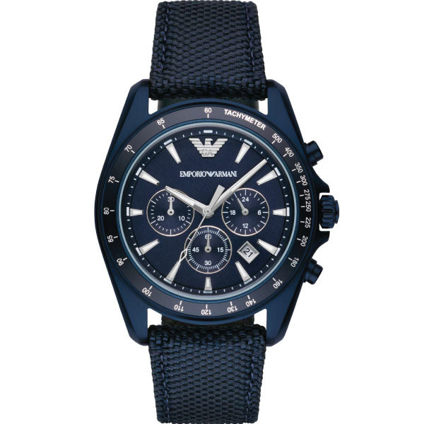 EMPORIO ARMANI Sportivo Dark Blue Fabric Blue Dial Chronograph Quartz Watch for Gents - AR6132