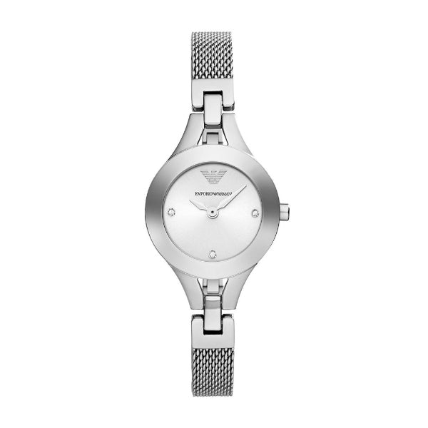 EMPORIO ARMANI Classic Silver Stainless Steel Silver Dial Quartz Watch for Ladies - AR7361