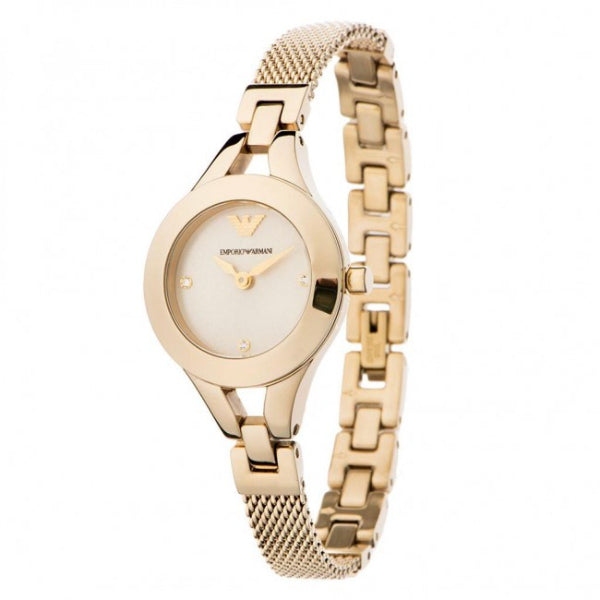 EMPORIO ARMANI Classic Gold Stainless Steel Silver Dial Quartz Watch for Ladies - AR7363
