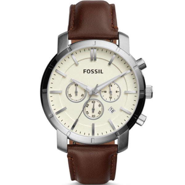 Fossil Lance Brown Leather Strap Black Dial Chronograph Quartz Watch for Gents - BQ2255