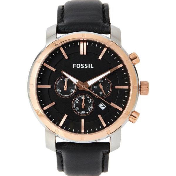 Fossil Lance Black Stainless Steel Black Dial Chronograph Quartz Watch for Gents - BQ1281