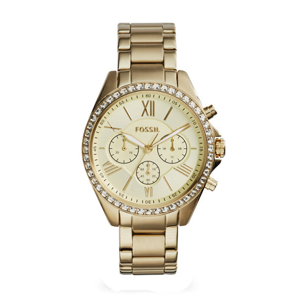 Fossil Modern Gold Stainless Steel Cream Dial Chronograph Quartz Watch for Ladies - BQ1775