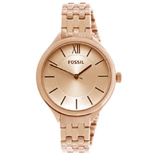 Fossil Rose Gold Stainless Steel Rose Gold Dial Quartz Watch for Ladies - BQ3049