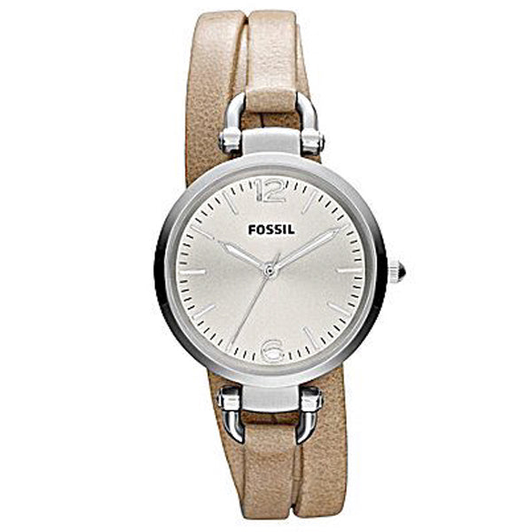 Fossil Beige Leather Strap Silver Dial Quartz Watch for Ladies - BQ3159