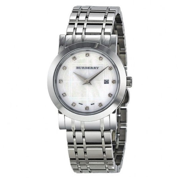 Burberry Silver Stainless Steel Mother of pearl Dial Quartz Watch for Ladies - BU1307