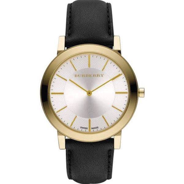 Burberry Slim Black Leather Strap White Dial Quartz Watch for Gents - BU2353