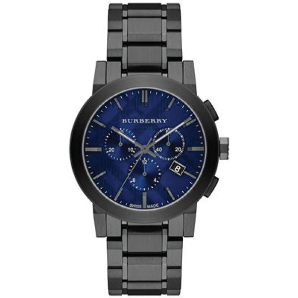 Burberry Dark Grey Stainless Steel Blue Dial Chronograph Quartz Watch for Gents - BU9365