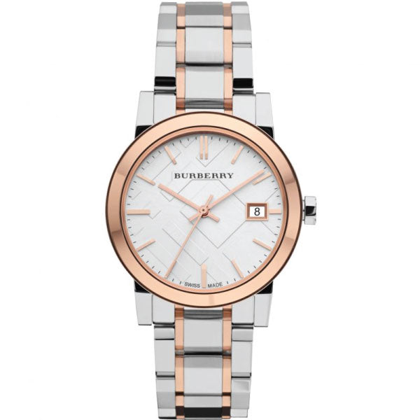 Burberry The City Two-tone Stainless Steel White Dial Quartz Watch for Ladies - BU9105