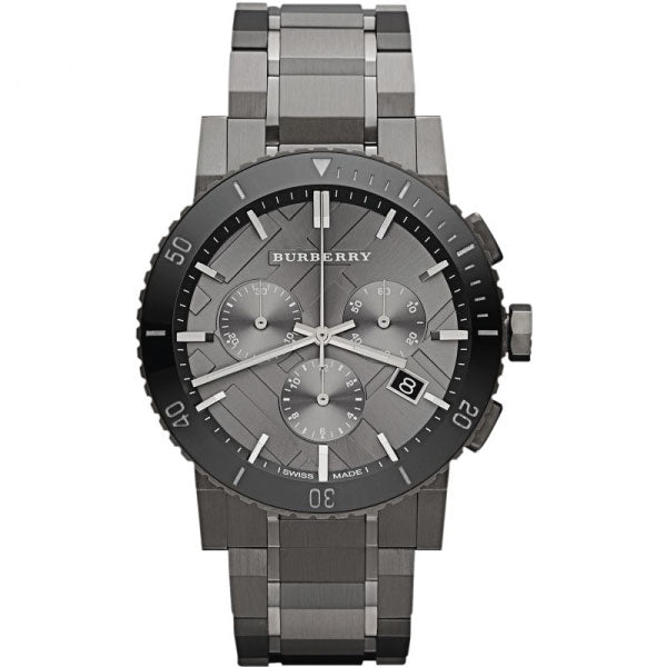 Burberry The City Grey Stainless Steel Black Dial Chronograph Quartz Watch for Gents - BU9381