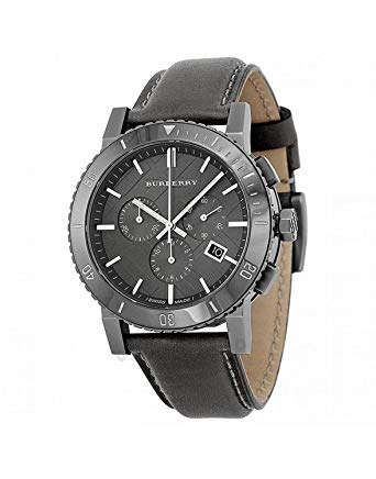 Burberry Black Leather Strap Black Dial Chronograph Quartz Watch for Gents - BU9384