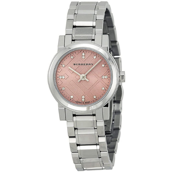 Burberry The City Silver Stainless Steel Pink Dial Quartz Watch for Ladies - BU9223