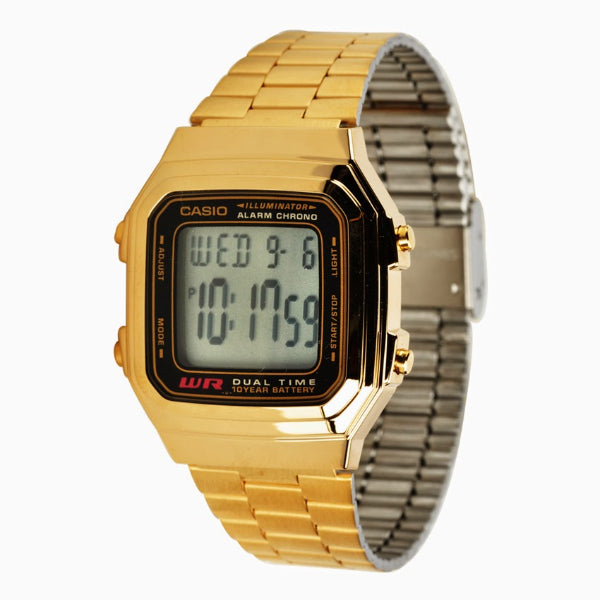 Casio Illuminator Gold Stainless Steel Gold Dial Quartz Watch for Gents - CASIO A-178WGA-1ADF