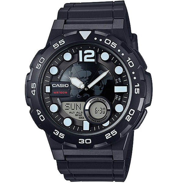 Casio Youth Black Silicone Strap Black Dial Quartz Watch for Gents - CASIO AEQ-100W-1AVDF