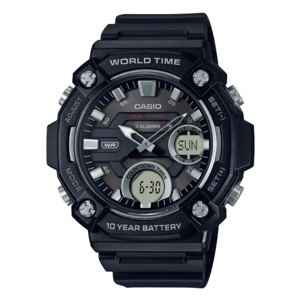 Casio Youth Black Silicone Strap Black Dial Quartz Watch for Gents - CASIO AEQ-120W-1AVDF
