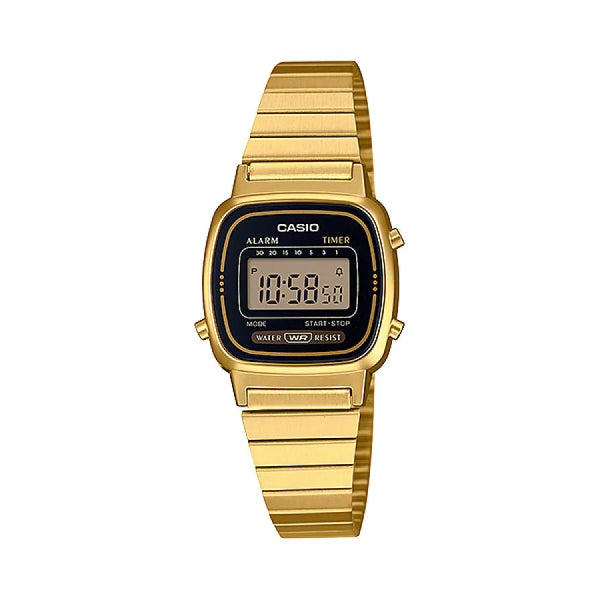 Casio Vintage Gold Stainless Steel Black Dial Quartz Watch for Ladies - CASIO LA-670WGA-1DF
