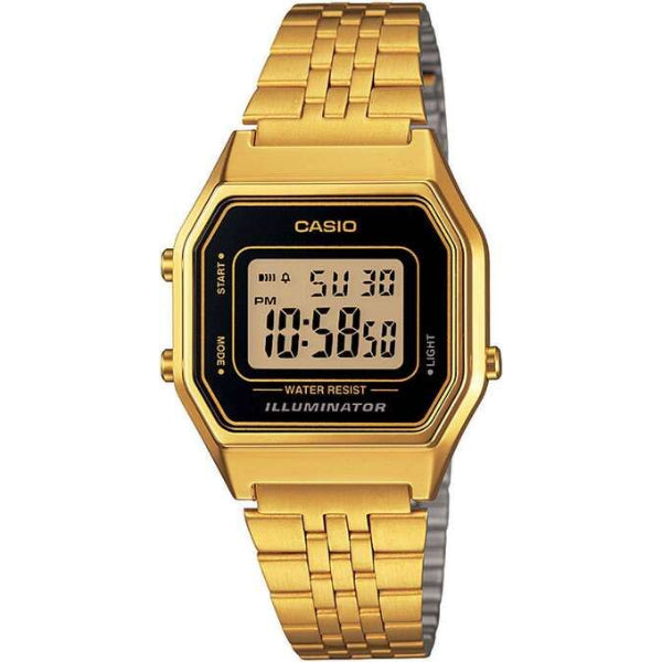 Casio Illuminator Gold Stainless Steel Black Dial Quartz Watch for Ladies - CASIO LA-680WGA-1DF